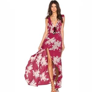 Privacy Please Fillmore burgundy floral high low dress size XS